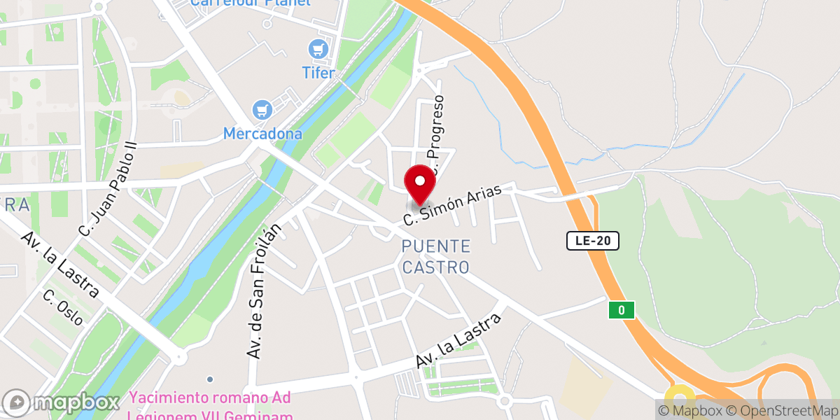 Map showing location of Iglesia de San Pedro de Puente Castro