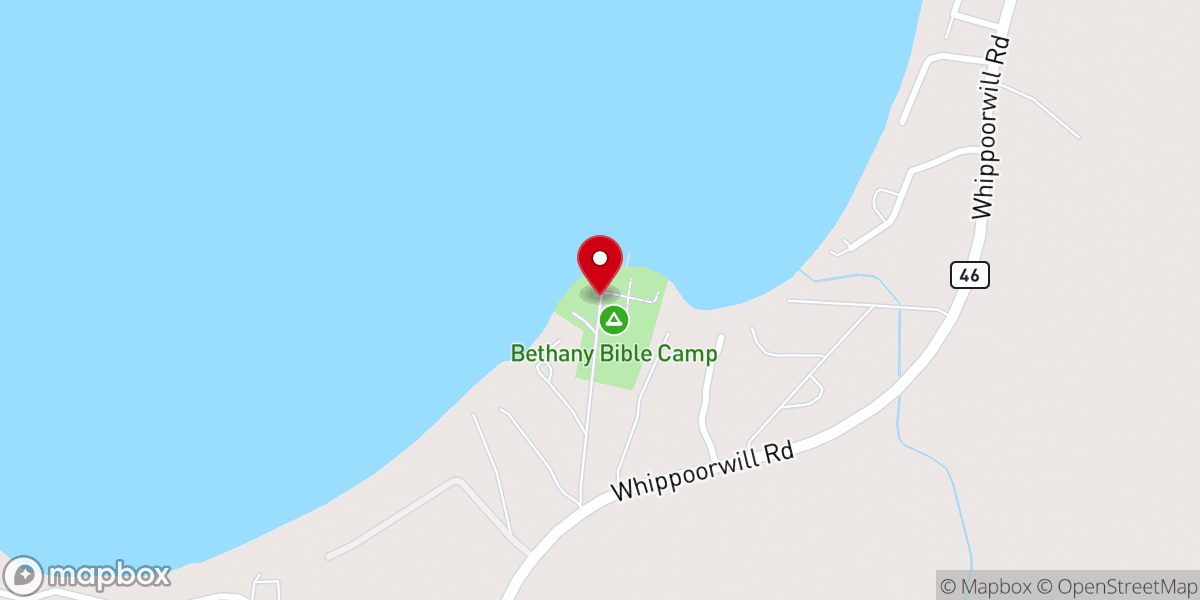 Map showing location of Bethany Bible Camp