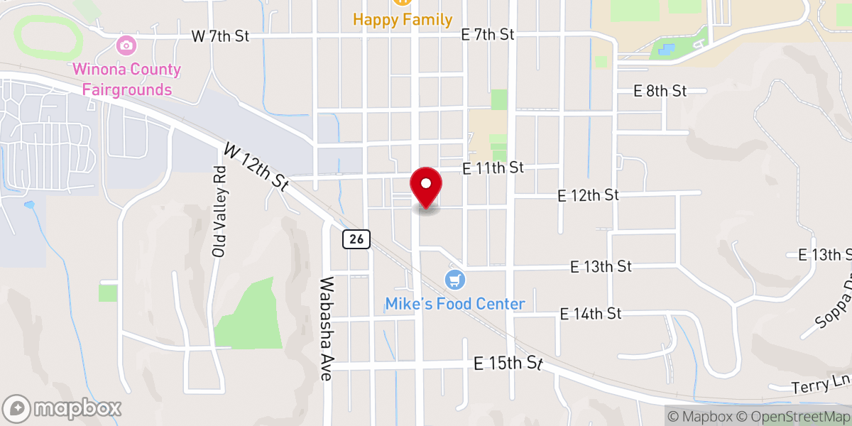 Map showing location of Trinity Lutheran Church Welcome Center