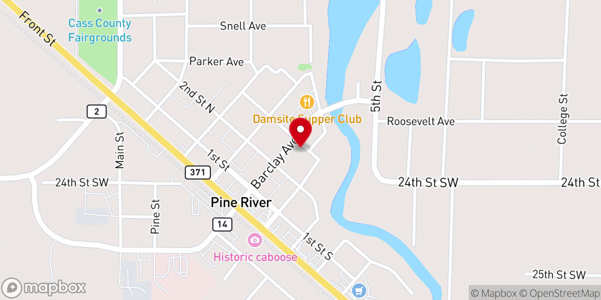 Map showing location of Pine River United Methodist