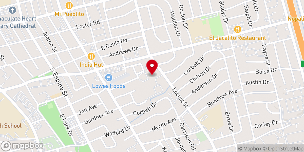 Map showing location of Calvary Baptist Church