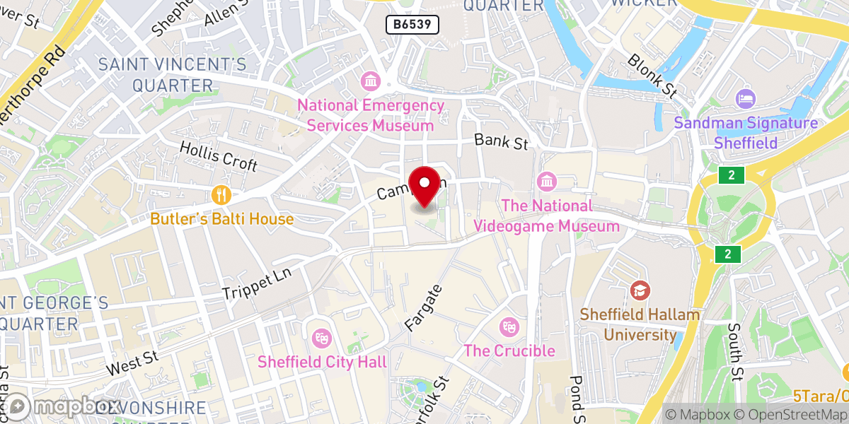 Map showing location of Sheffield Cathedral