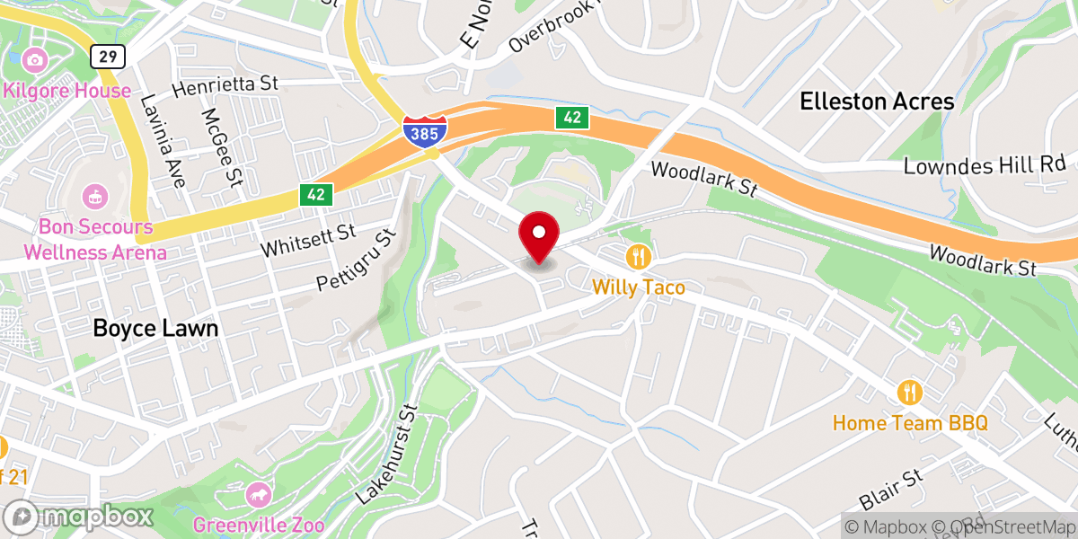 Map showing location of East Park Baptist Church