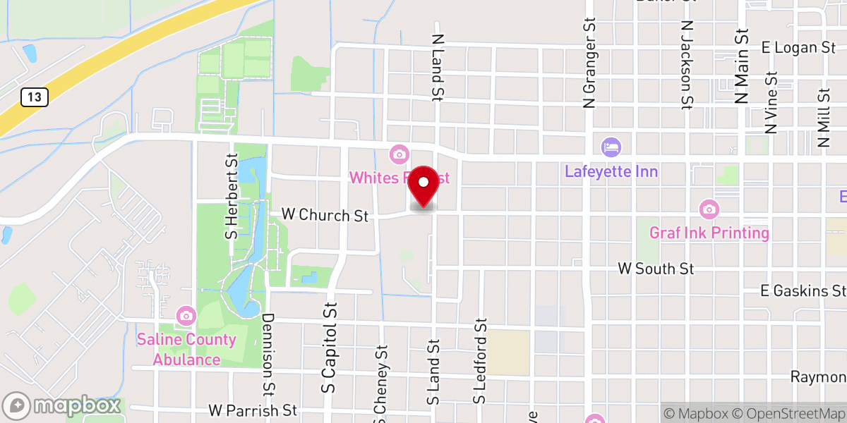 Map showing location of Bible Baptist Church