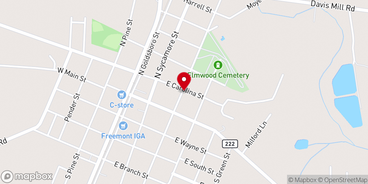 Map showing location of Fremont Missionary Baptist Church