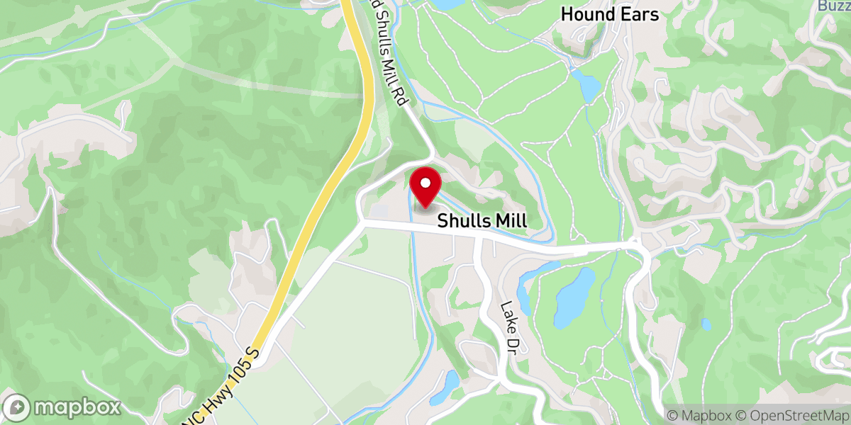 Map showing location of Shull's Mill Baptist Church