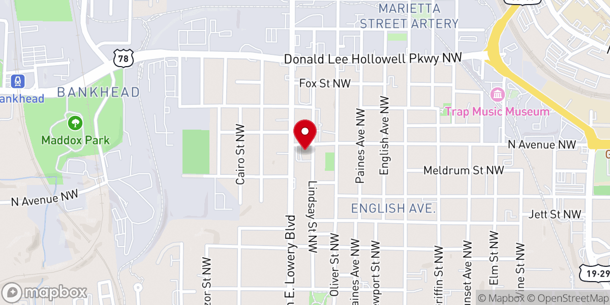 Map showing location of Lindsey Street Baptist Church