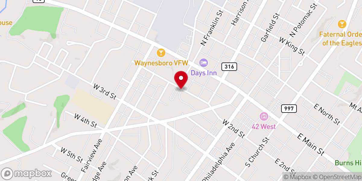 Map showing location of Antrim Faith Baptist Church