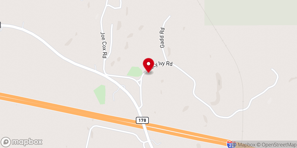 Map showing location of Chewalla Church