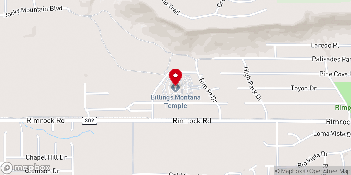 Map showing location of Billings Montana Temple