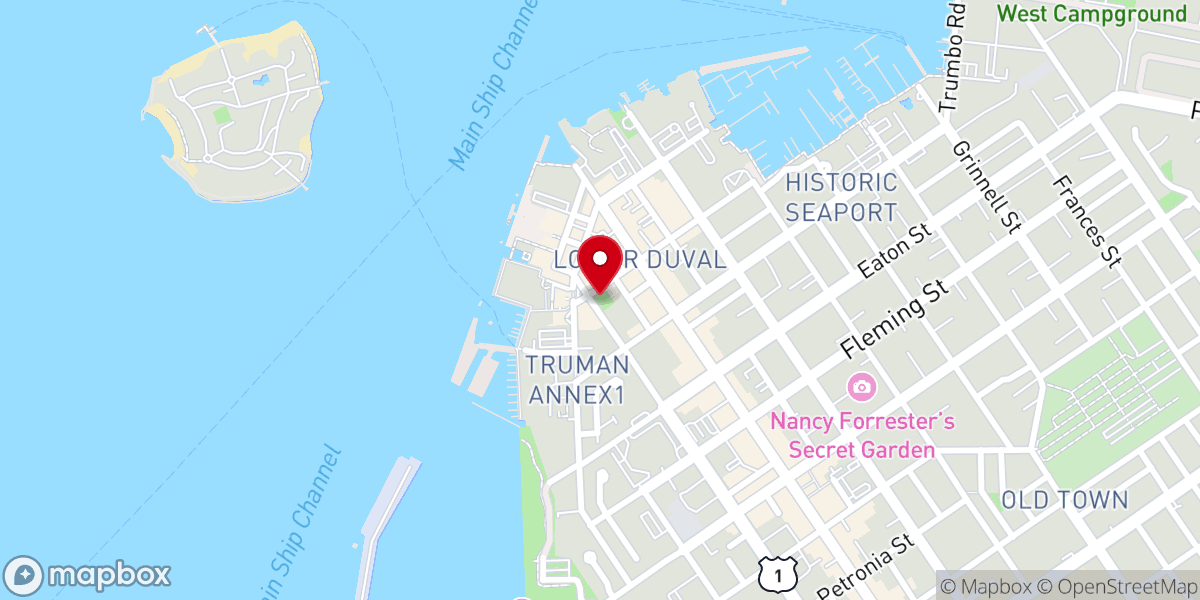 Map showing location of Audubon House & Tropical Gardens