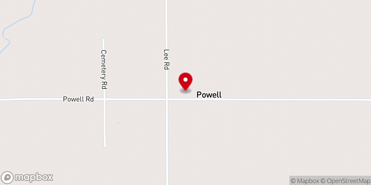 Map showing location of Powell Church of Christ