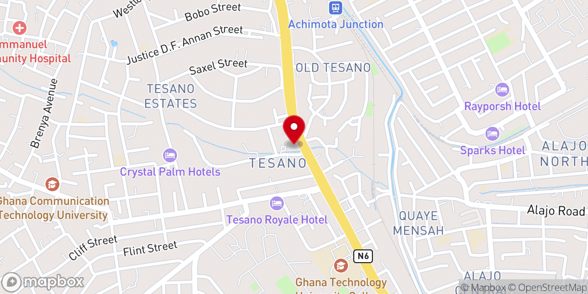 Map showing location of Tesano Baptist Church
