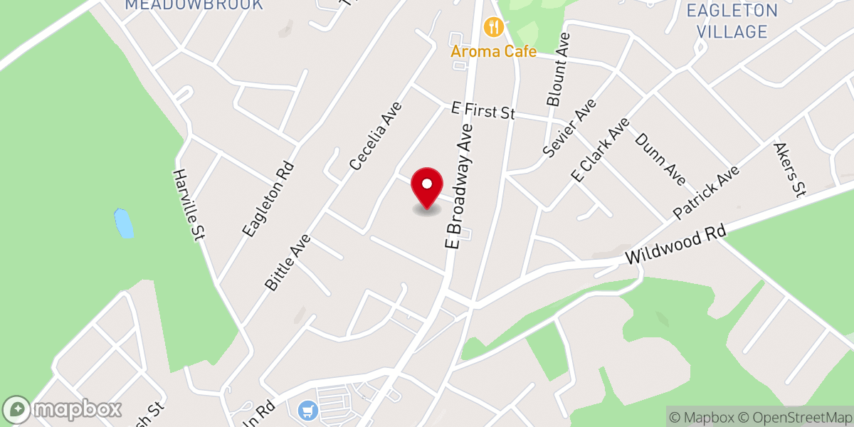 Map showing location of Broadway Baptist Church