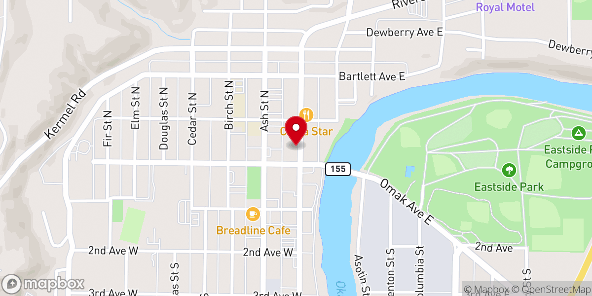 Map showing location of Valley Christian Fellowship Omak Campus