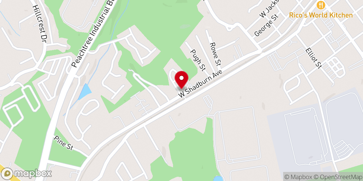 Map showing location of West Buford Baptist Church