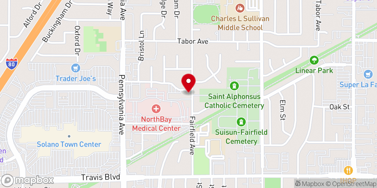 Map showing location of Community United Methodist Church of Fairfield and Suisun City