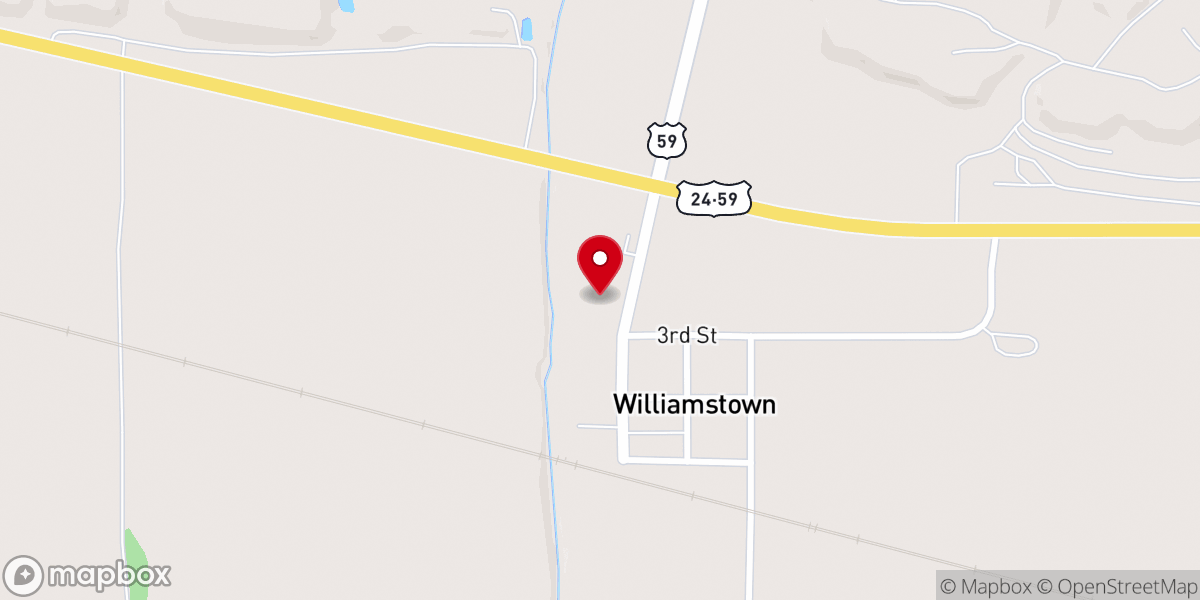 Map showing location of Williamstown Assembly of God