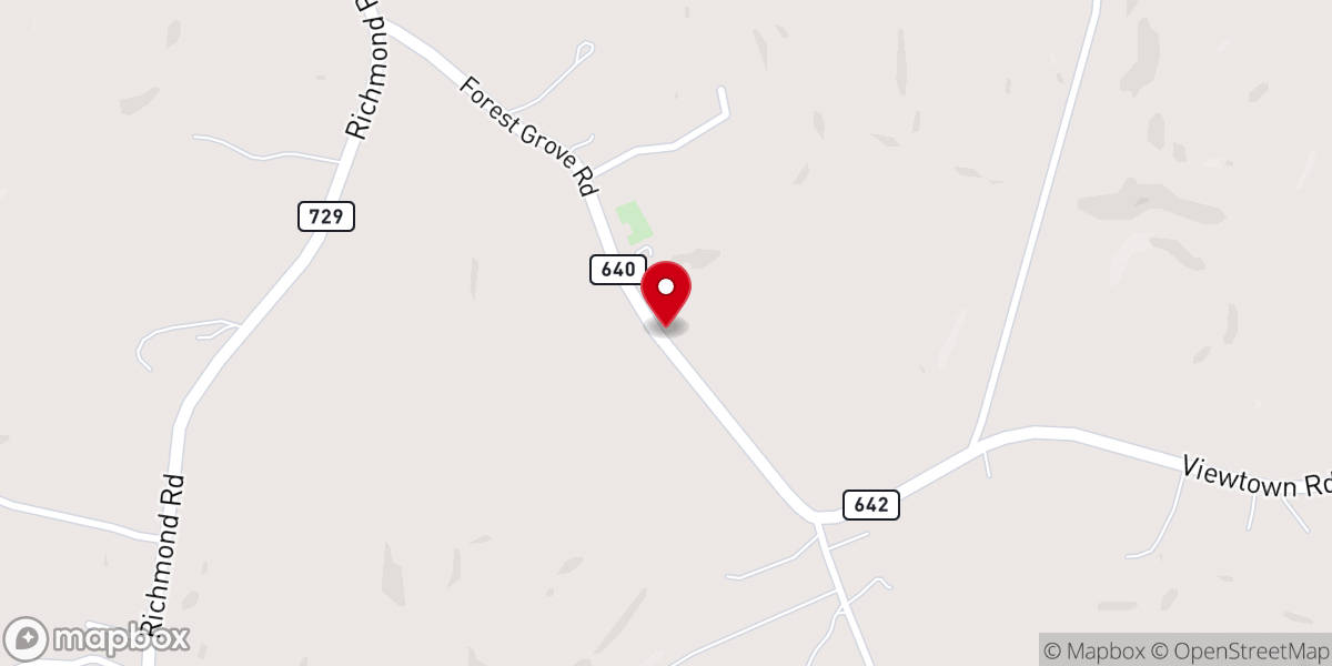 Map showing location of Forest Grove Baptist Church