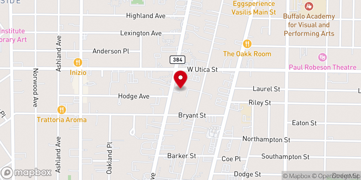 Map showing location of Delaware Avenue Baptist Church