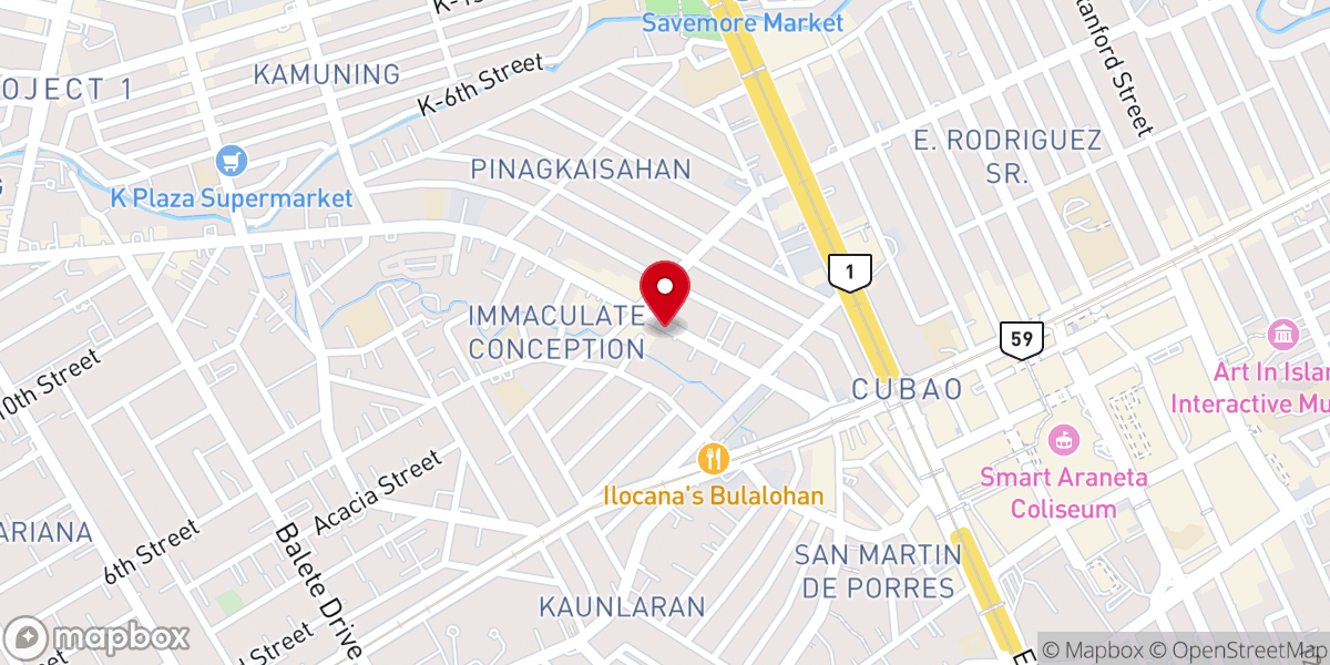 Map showing location of UVCC Center – Cubao, QC