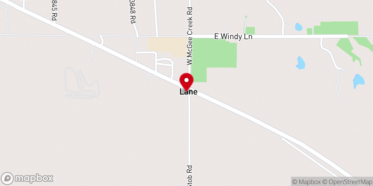 Map showing location of Lane Baptist Church