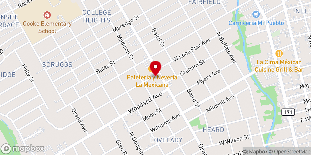 Map showing location of Granbury St. Iglesia de Cristo