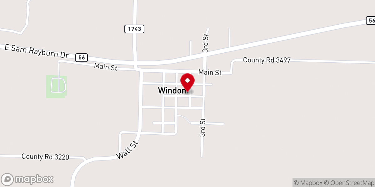 Map showing location of Windom United Methodist Church