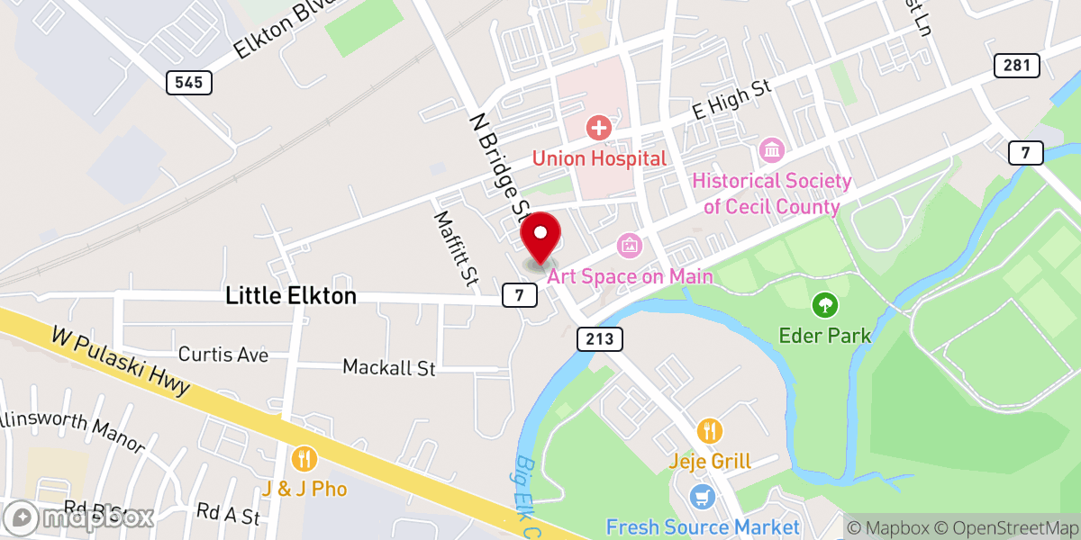 Map showing location of Trinity Episcopal Church