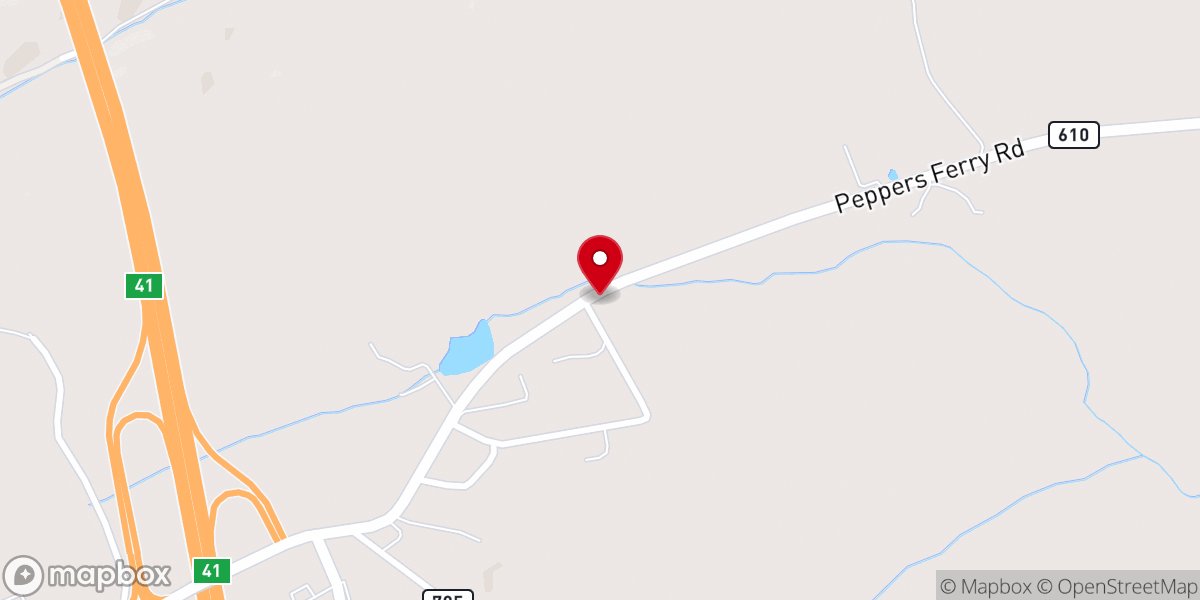 Map showing location of Fellowship Baptist Church