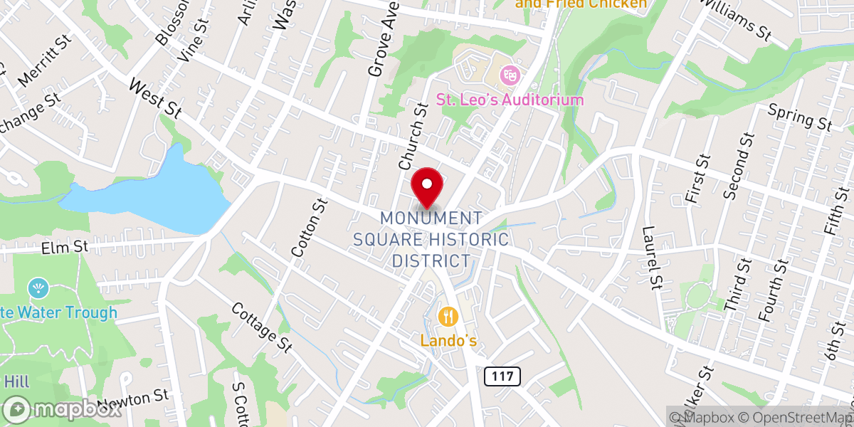 Map showing location of First Church Leominster