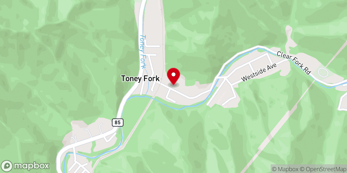 Map showing location of Toneda Baptist Church
