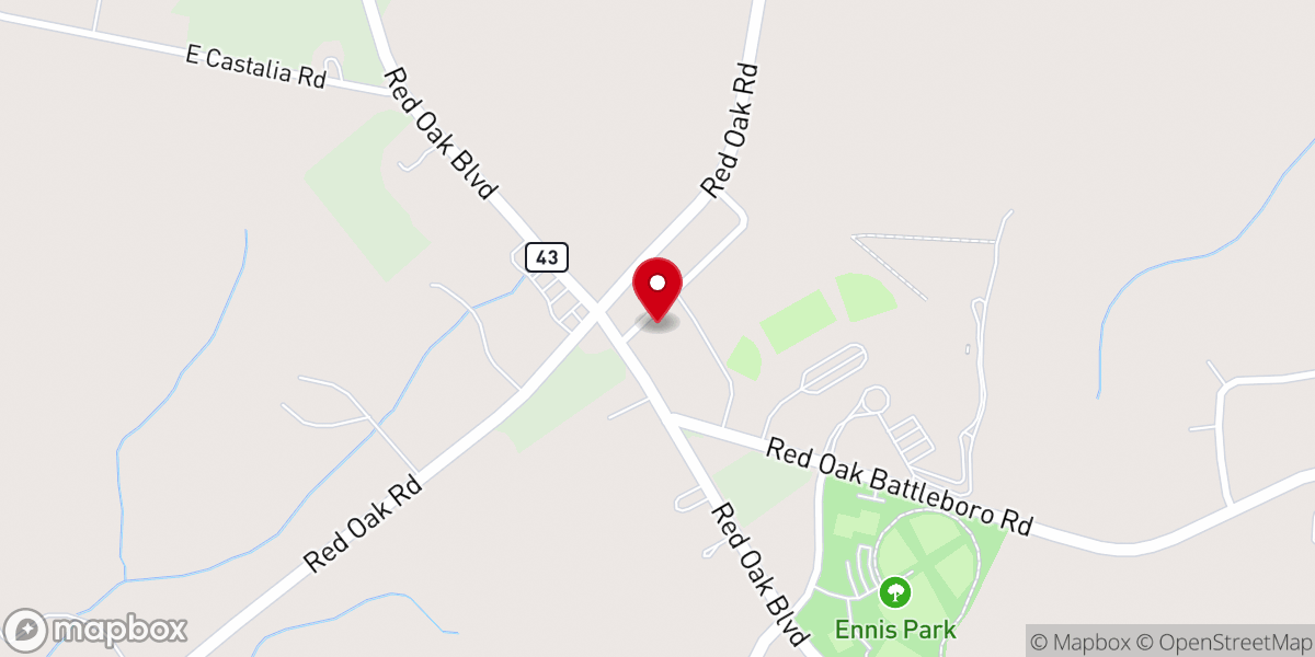 Map showing location of Red Oak Community House