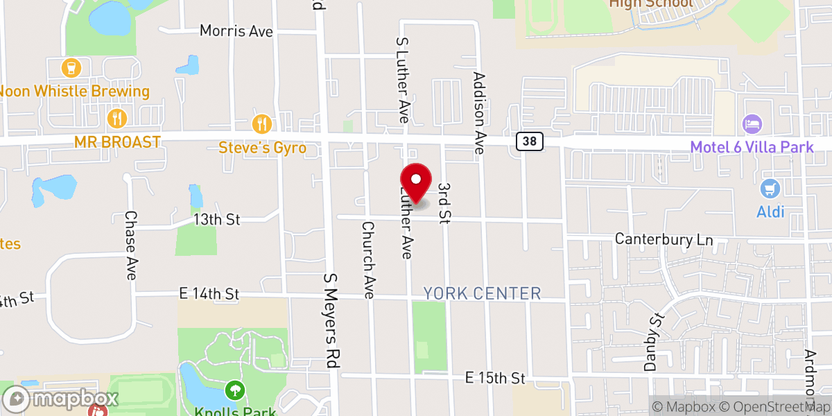 Map showing location of York Center Church of the Brethren