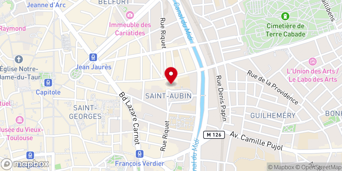 Map showing location of Église Protestante Les Deux Rives, Toulouse