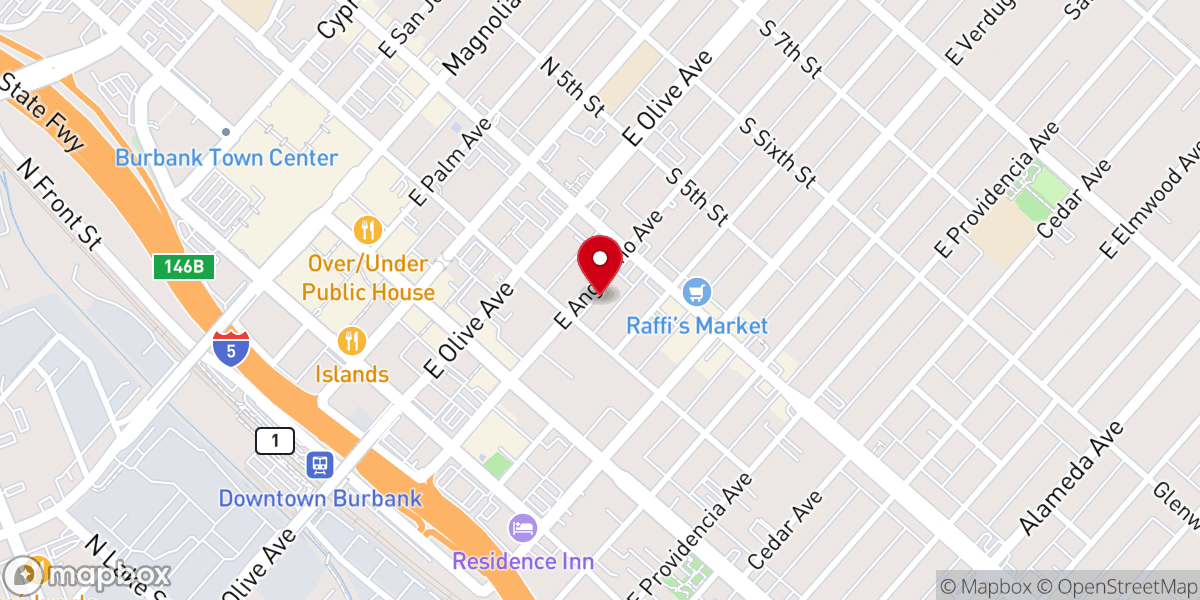 Map showing location of Story City Church Burbank