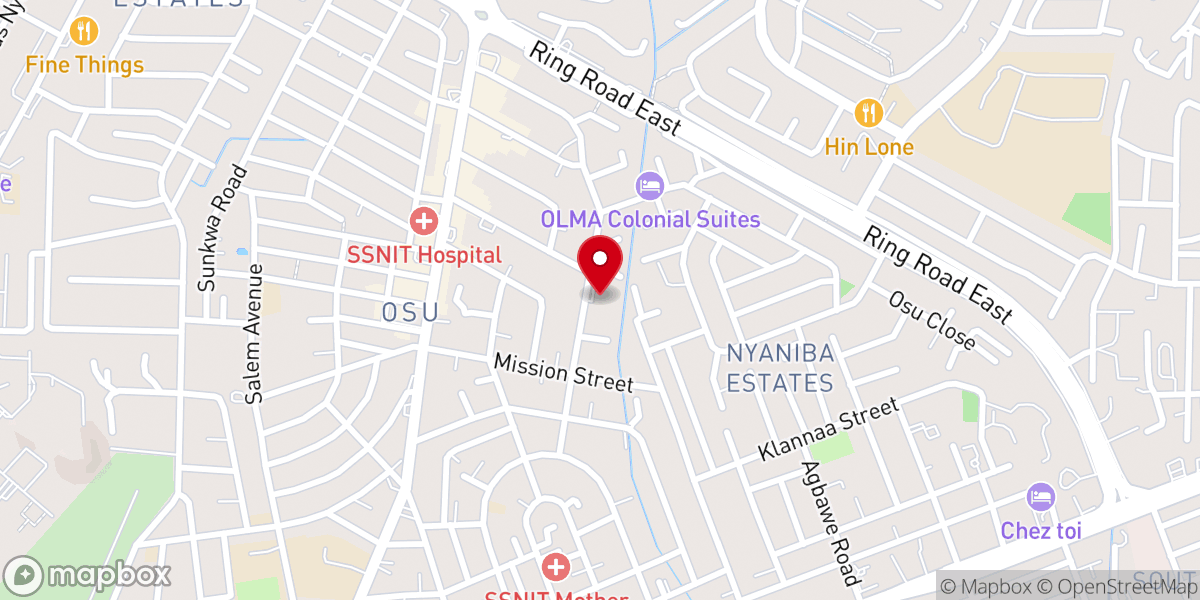 Map showing location of St. James Catholic Church, Osu