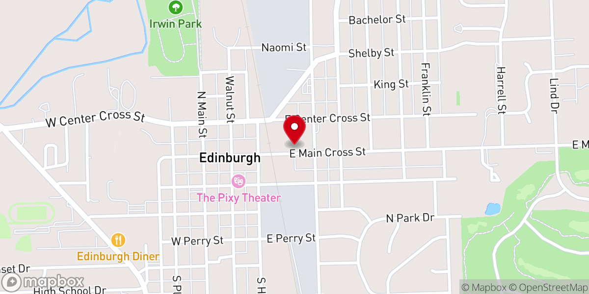 Map showing location of Edinburgh Presbyterian Church