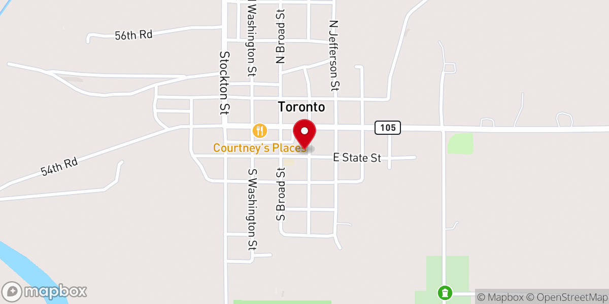Map showing location of Toronto Christian Church