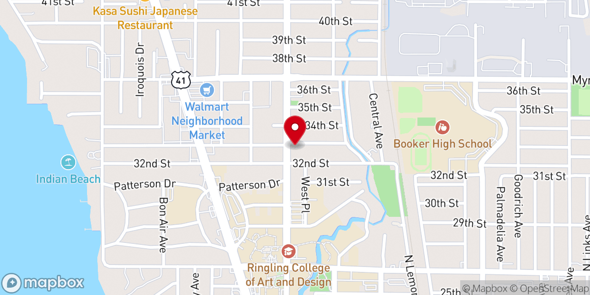 Map showing location of First Haitian Baptist Church of Sarasota