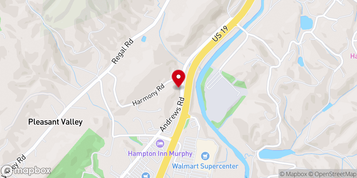 Map showing location of Harmony Church