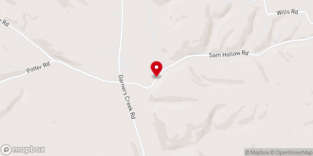 Map showing location of Camp Garner Creek
