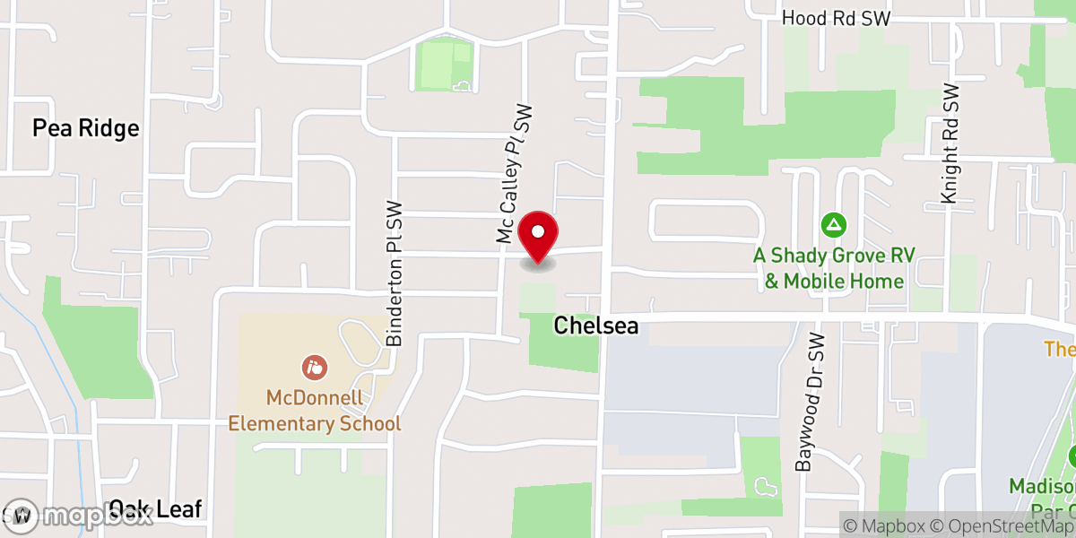 Map showing location of Triana Village Christian Church