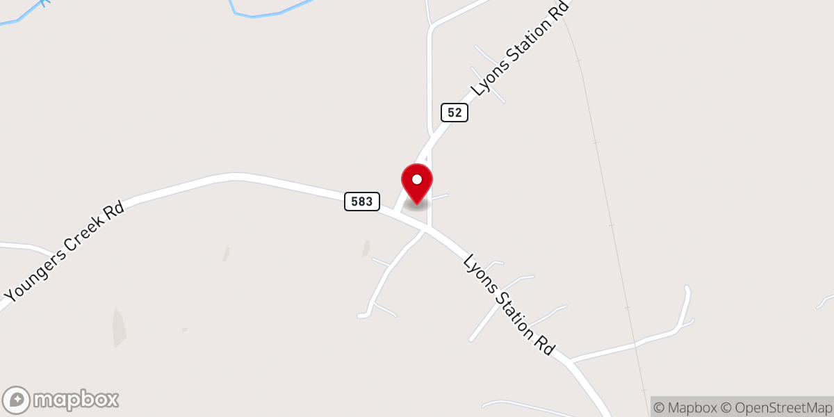 Map showing location of Rolling Fork Christian Church