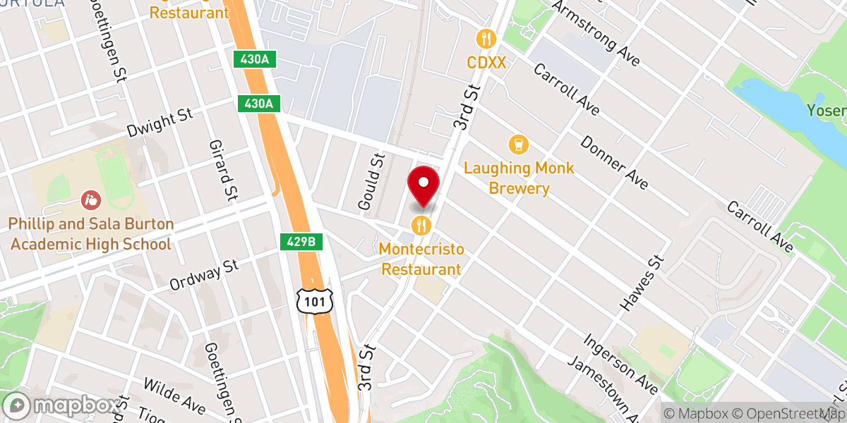 Map showing location of Evergreen Baptist Church