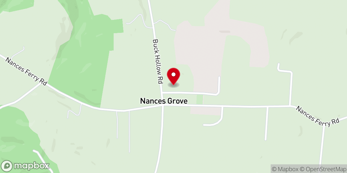 Map showing location of Nance's Grove Baptist Church