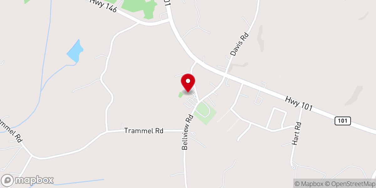Map showing location of Bellview Baptist Church