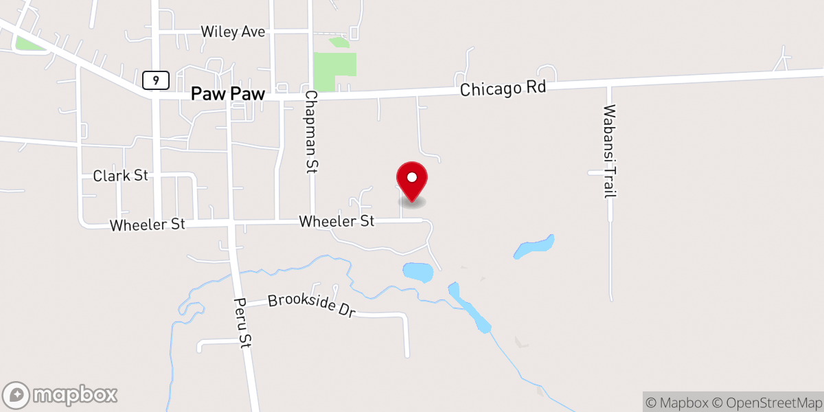 Map showing location of Village of Paw Paw