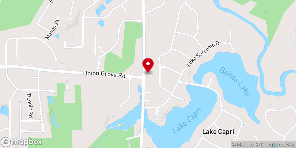 Map showing location of Union Grove Church