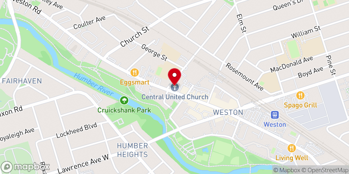 Map showing location of Central United Church